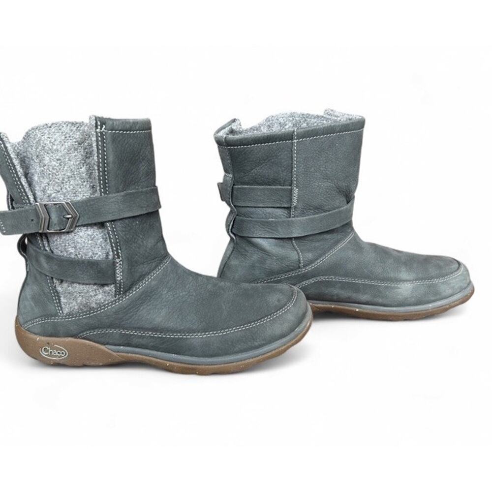 Chaco Hopi Waterproof Leather & Wool Boots Castlerock Gray Buckle Women’s US 8 - Picture 7 of 10